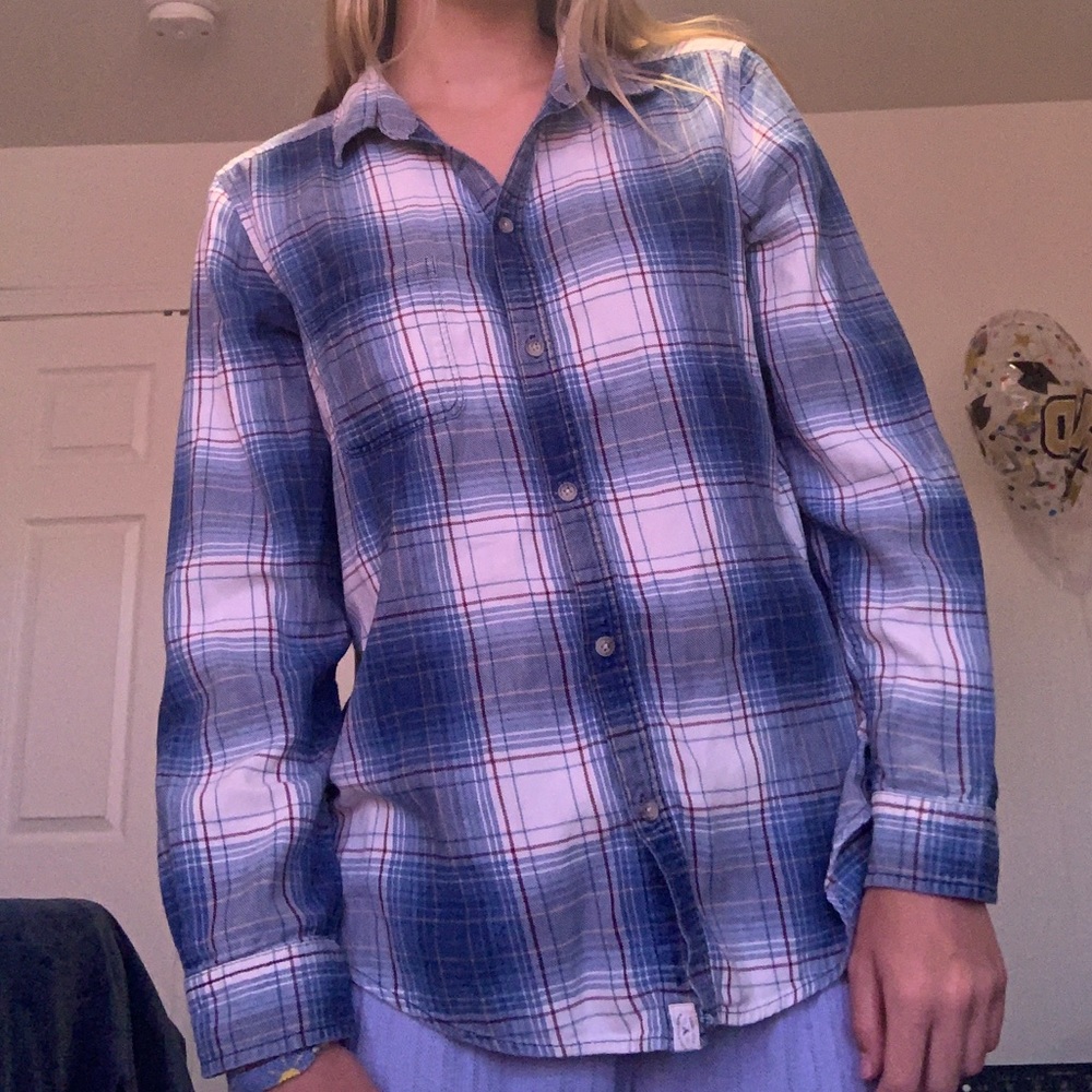 red/white/blue boyfriend fit flannel